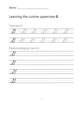 how to write an uppercase g in cursive